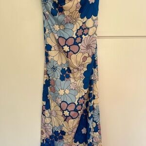 Zara Floral Dress in Blue and Cream